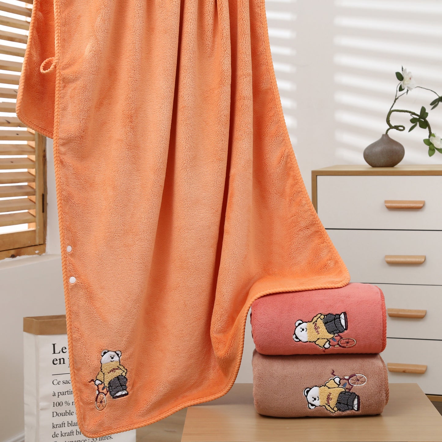 Bicycle bear bath towel