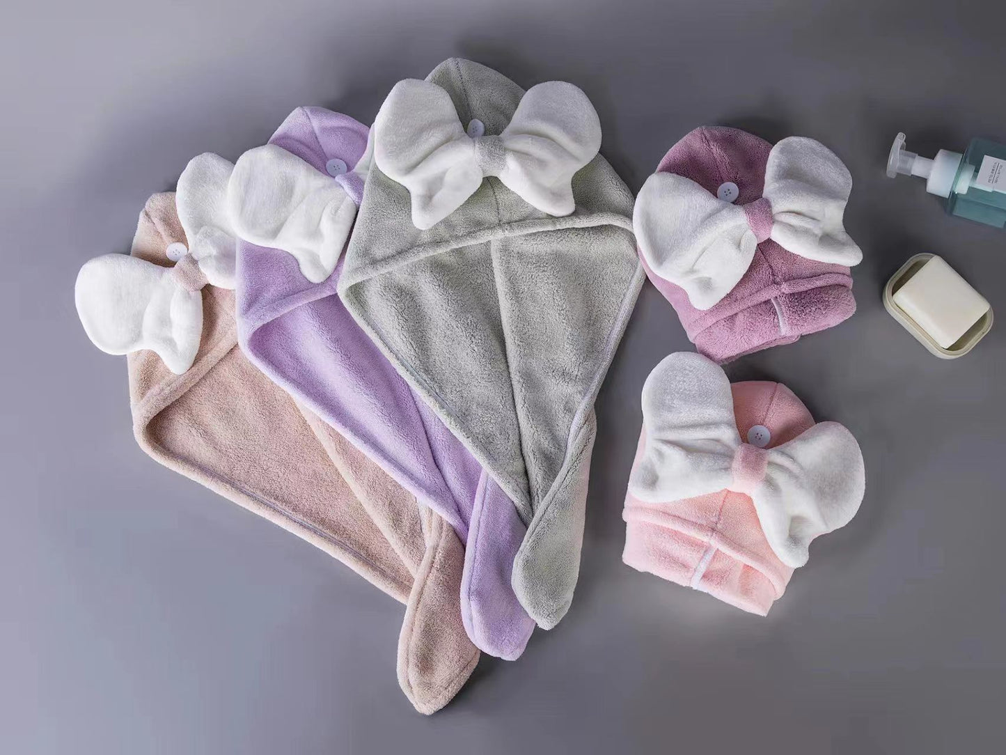 Bowknot dry hair cap