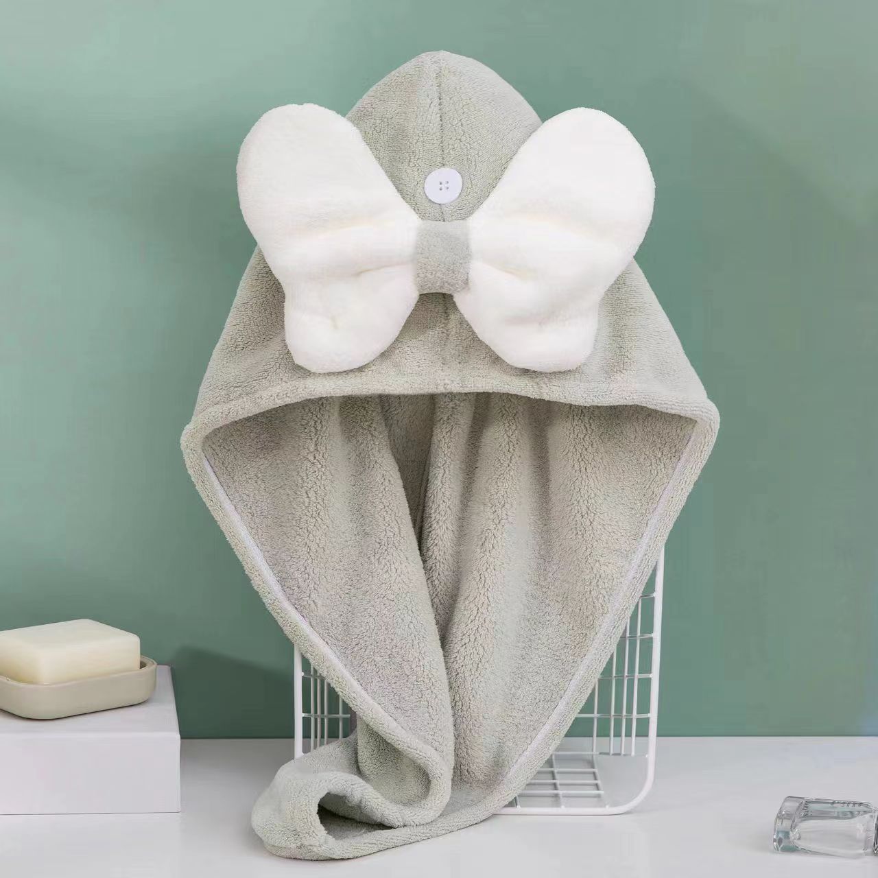 Bowknot dry hair cap