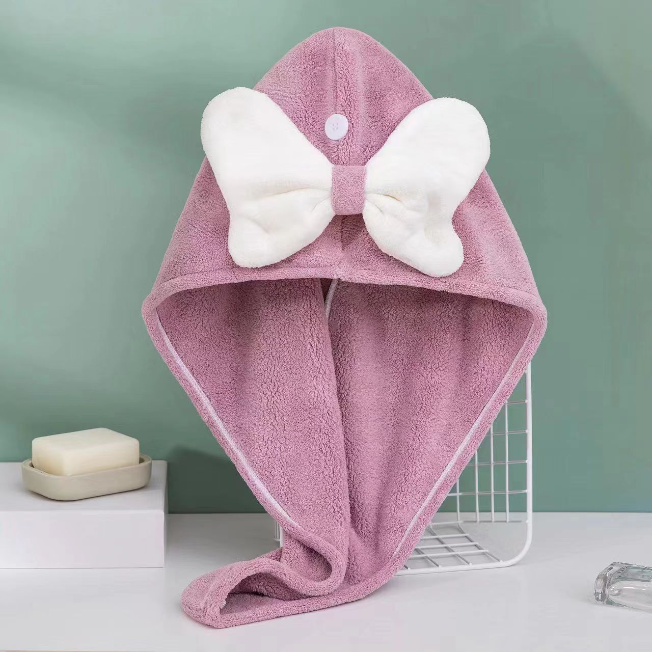 Bowknot dry hair cap