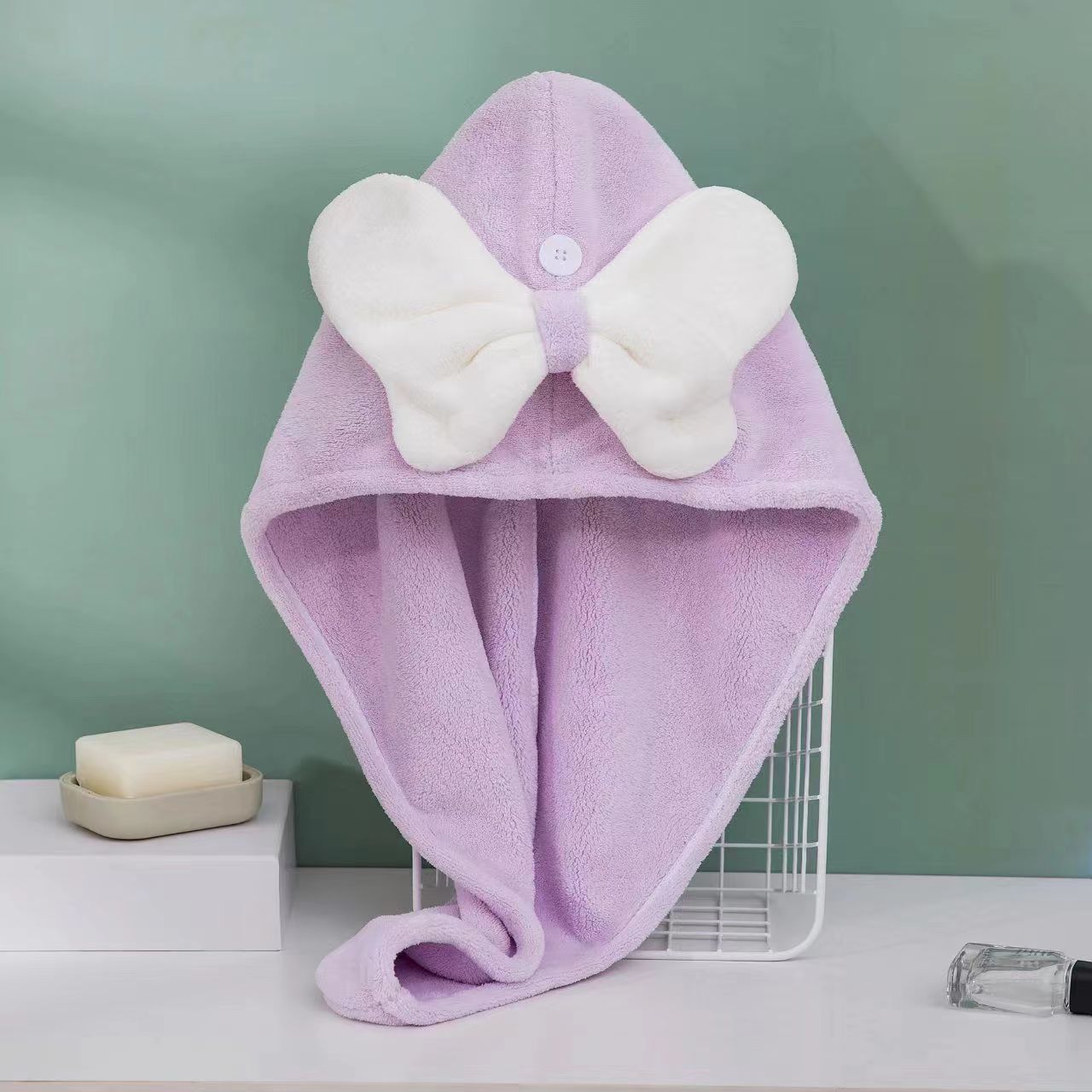 Bowknot dry hair cap