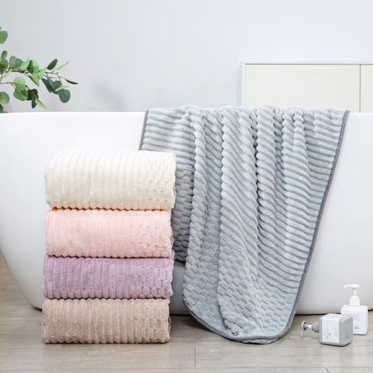 Golden turtle velvet with Thin strip bathtowel