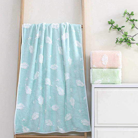 Jacquard with high and low hair bathtowel - leaves