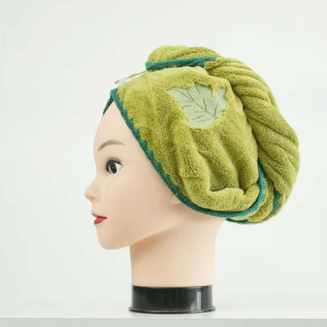 Leaves dry hair cap