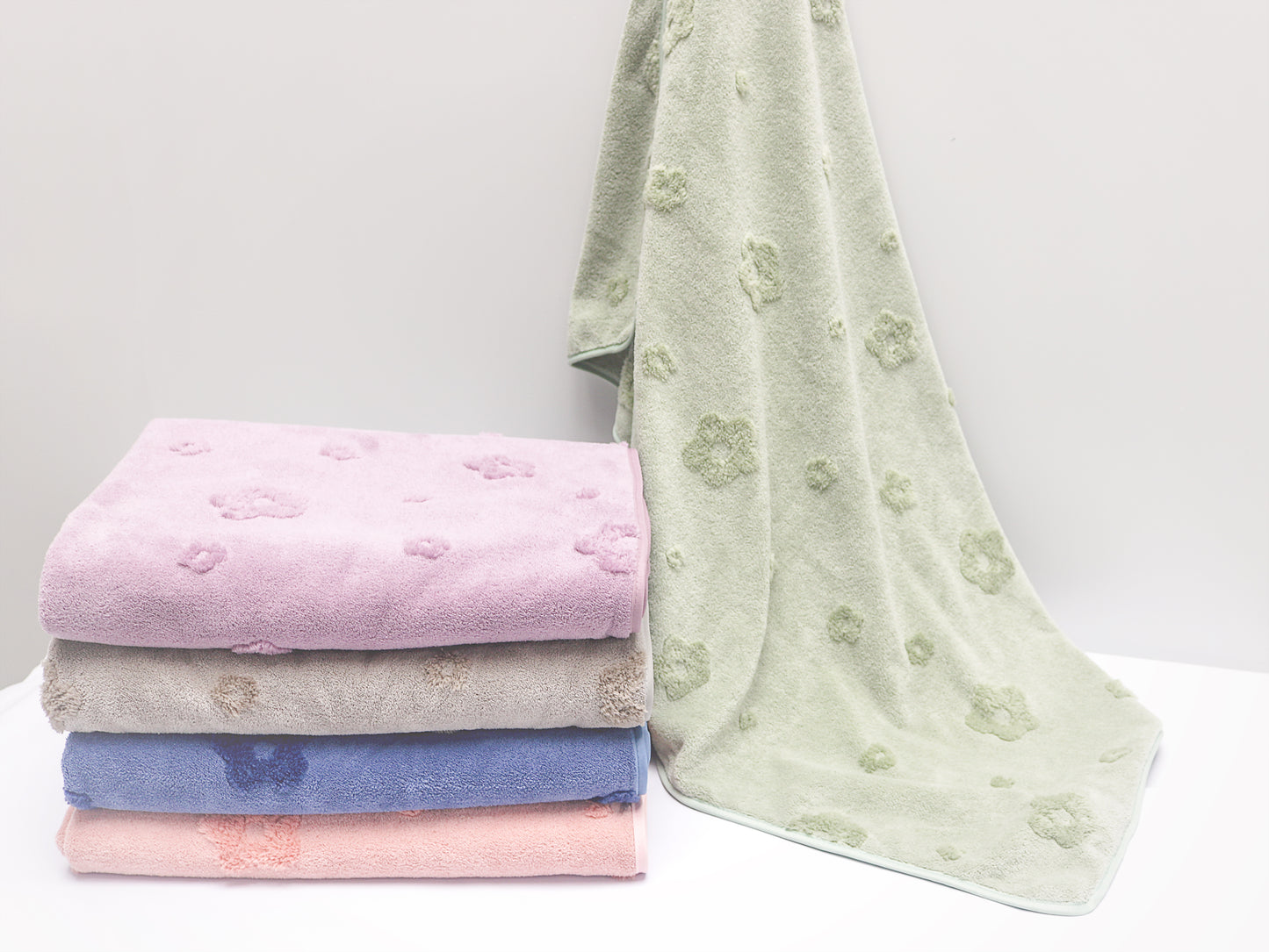 One color Jacquard high and low hair bathtowel(multi-style)