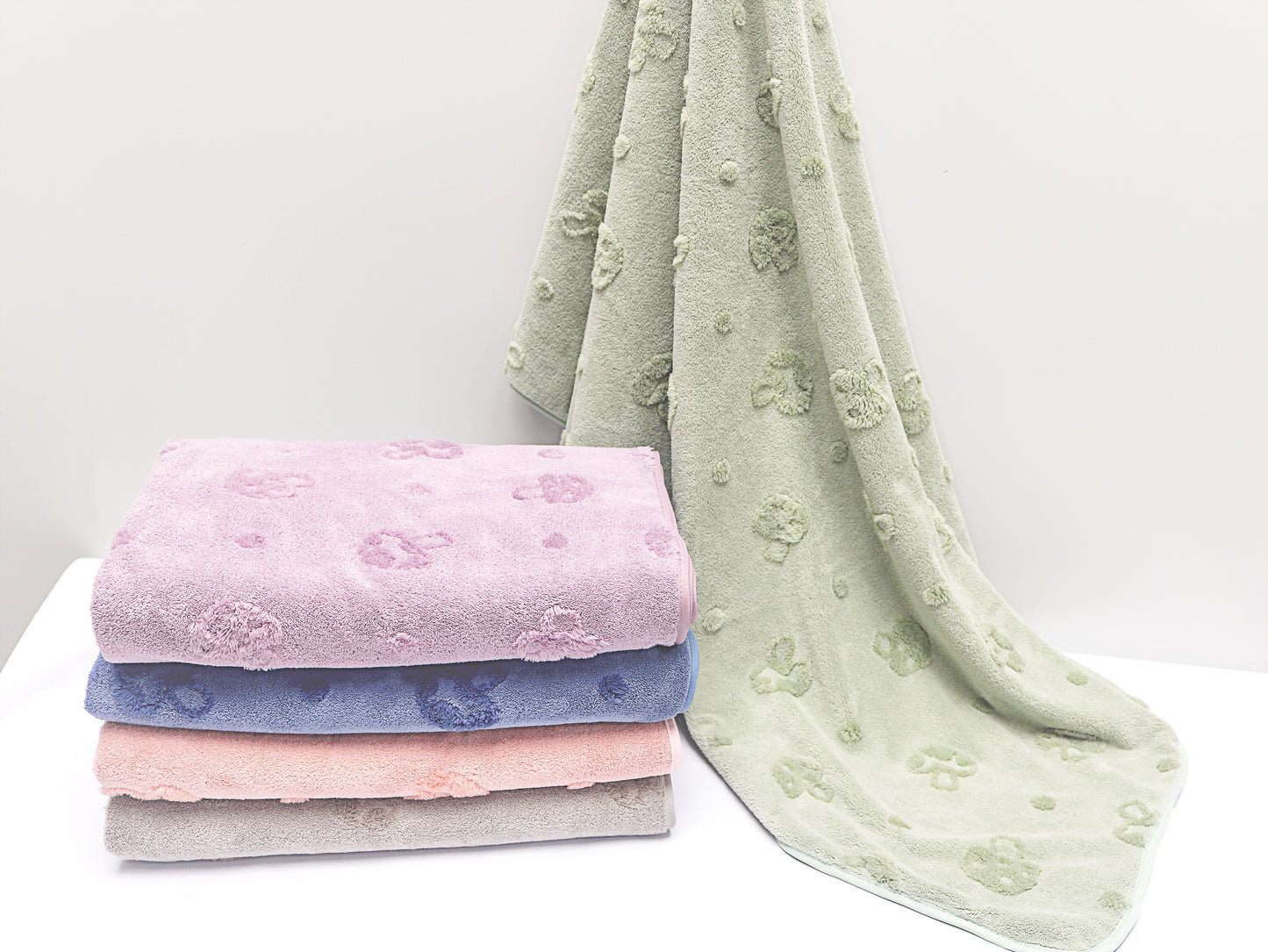 One color Jacquard high and low hair bathtowel(multi-style)