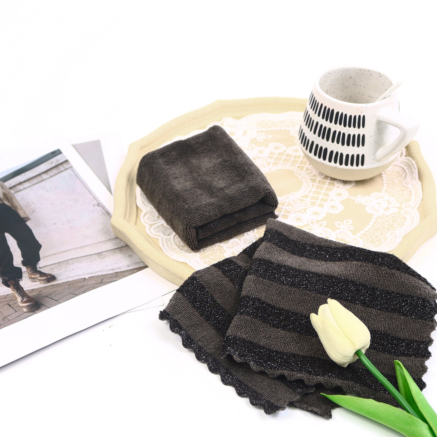 Polyester nylon +pp filament kitchen cleaning cloth